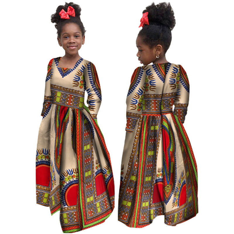 African Girl's Dress Cotton Long-sleeved Daxiji Dress