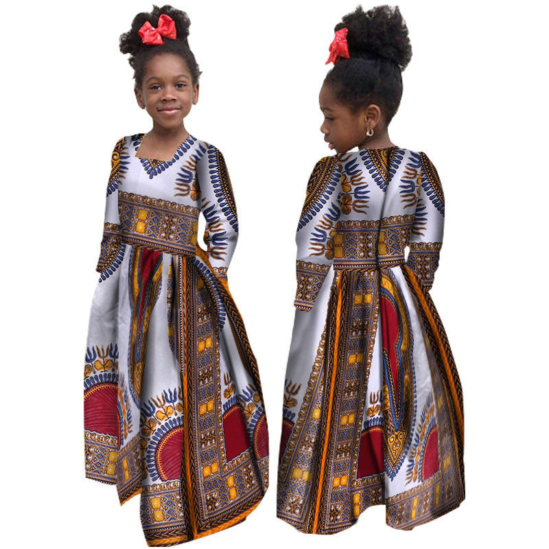 African Girl's Dress Cotton Long-sleeved Daxiji Dress