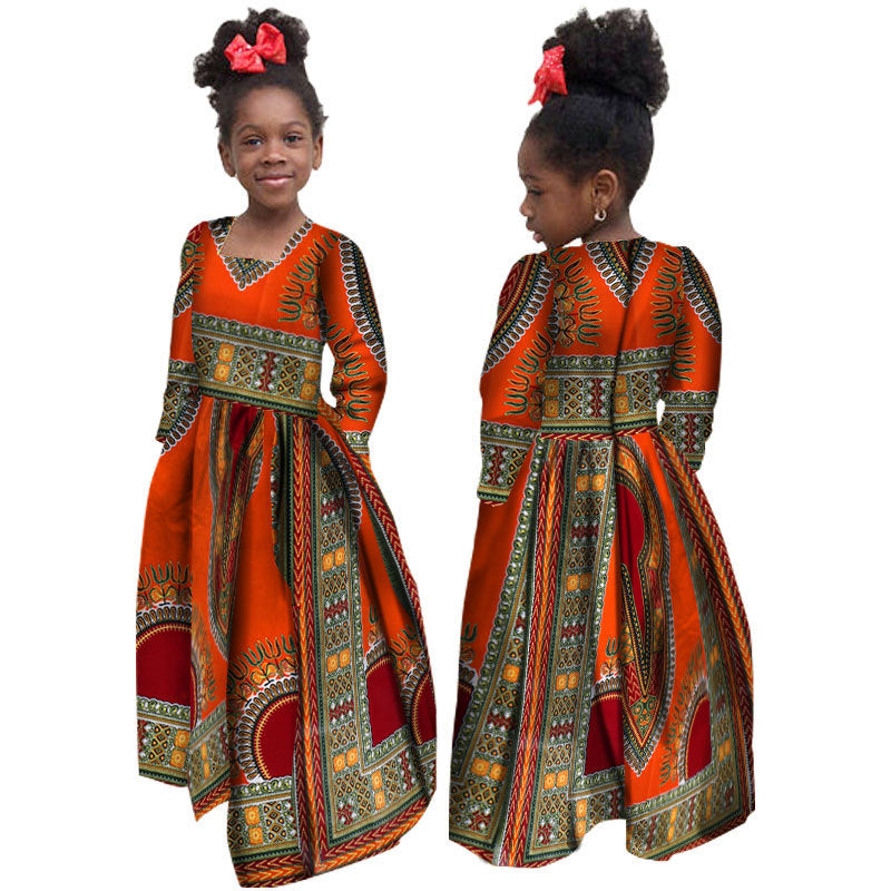 African Girl's Dress Cotton Long-sleeved Daxiji Dress