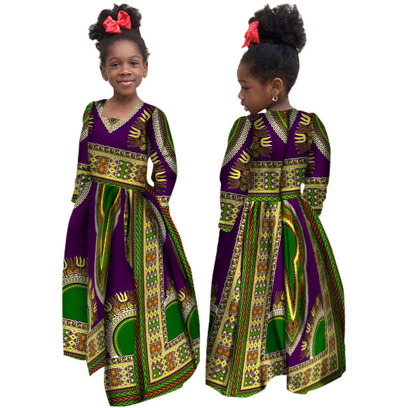 African Girl's Dress Cotton Long-sleeved Daxiji Dress