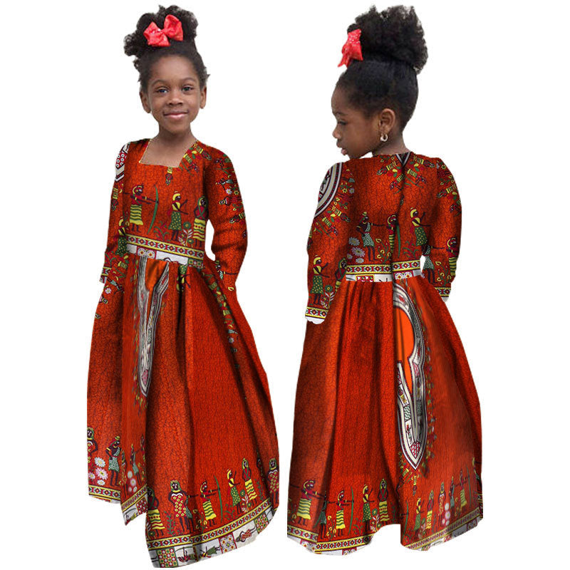 Robe africaine en coton pour filles, robe Daxiji à manches longues