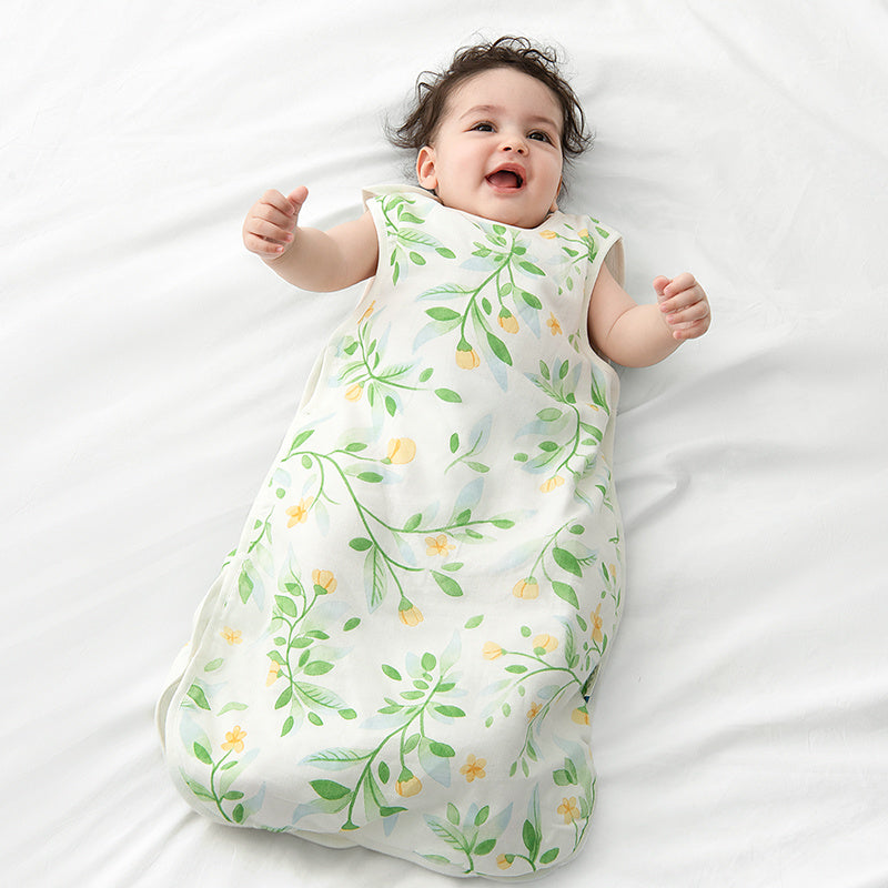 Sac de couchage d'été fin à manches courtes pour enfants, en gaze de coton de bambou, Anti-coup de pied et sac de couchage pour bébé