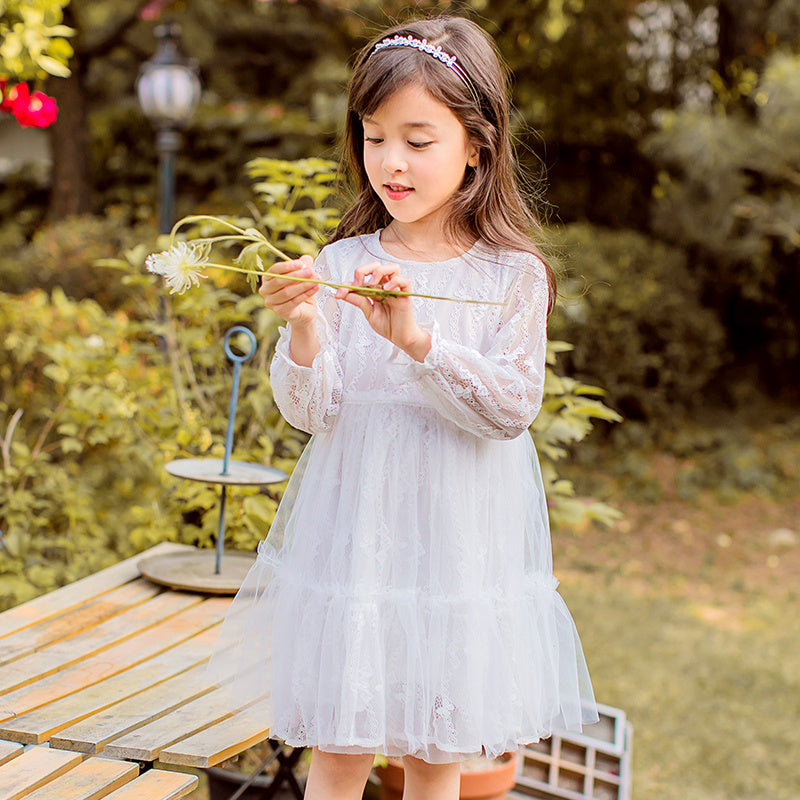 Jupe en gaze blanche super féerique à manches bouffantes pour filles