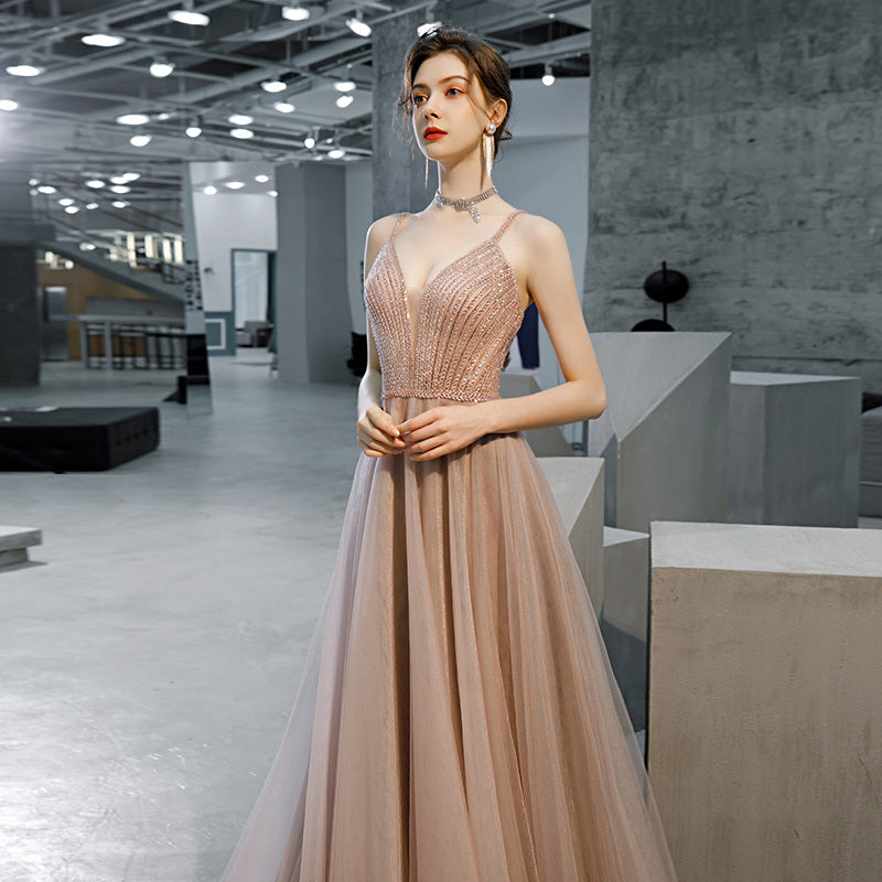 Host Evening Dress Heavy Industry High-end Temperament