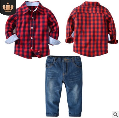 Conjunto de ropa para niño de otoño, conjunto de tops y pantalones vaqueros, conjunto para niños