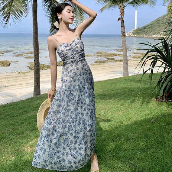 Women's Fashion Temperament Camisole Floral Dress