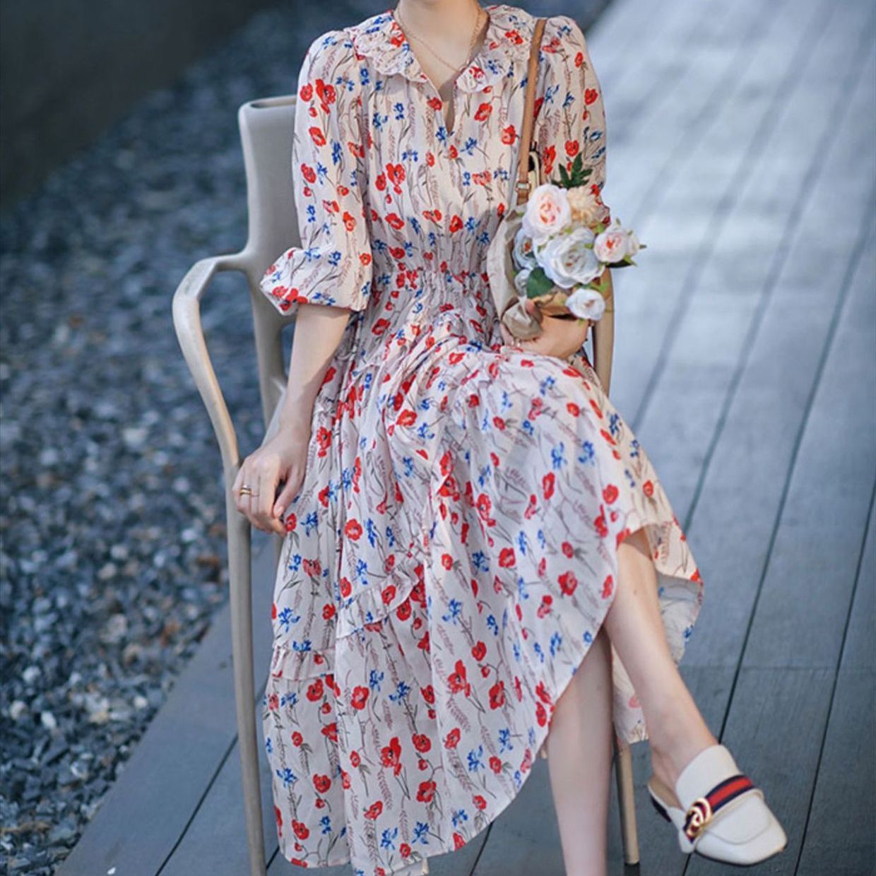 Robe anti-âge féerique rétro Tea Break de style français pour femmes