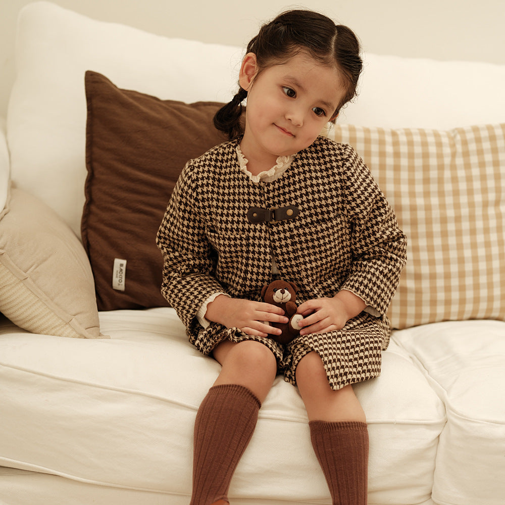 Vêtements français haut de gamme pour enfants, costume deux pièces de Style classique pour filles