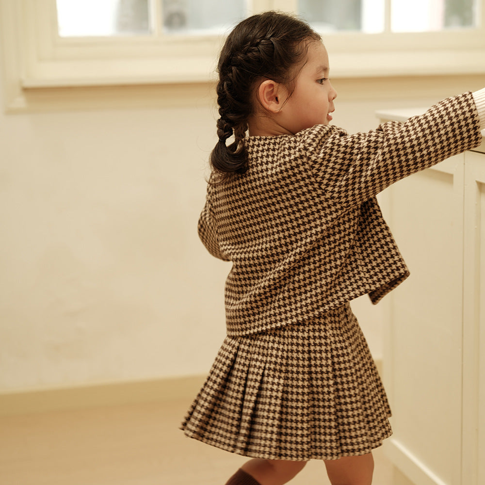 Vêtements français haut de gamme pour enfants, costume deux pièces de Style classique pour filles