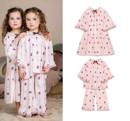 Costume deux pièces avec pantalon à manches longues pour fille, vêtements de maison de classe A