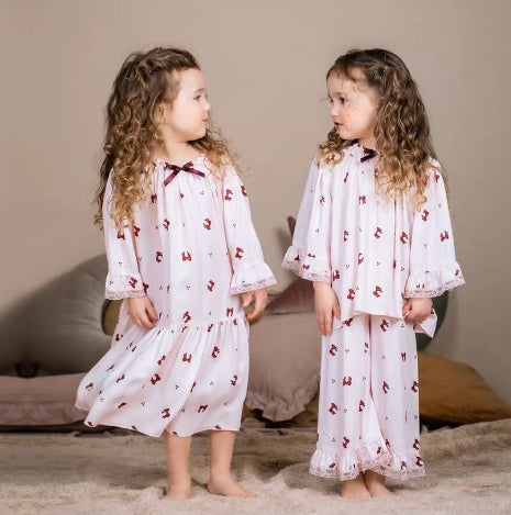 Costume deux pièces avec pantalon à manches longues pour fille, vêtements de maison de classe A