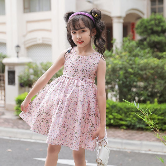 Vestido de princesa coreana de moda de algodón falda pequeña floral lindo