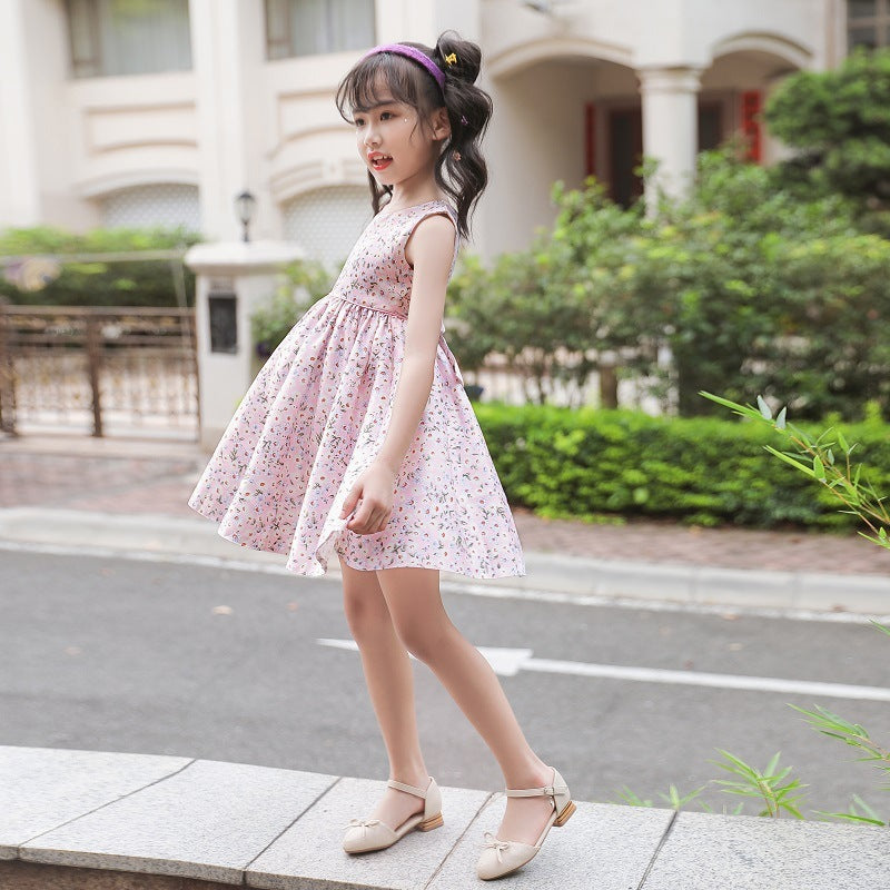 Vestido de princesa coreana de moda de algodón falda pequeña floral lindo