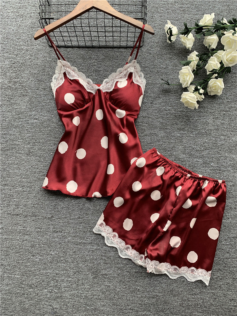 Cute Polka Dot Girly Sexy Home Pajamas One-Piece Sexy Lingerie