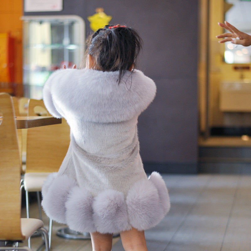 Korean Style Imitated Mink Fox Fur Thickened Baby Cotton-padded Jacket