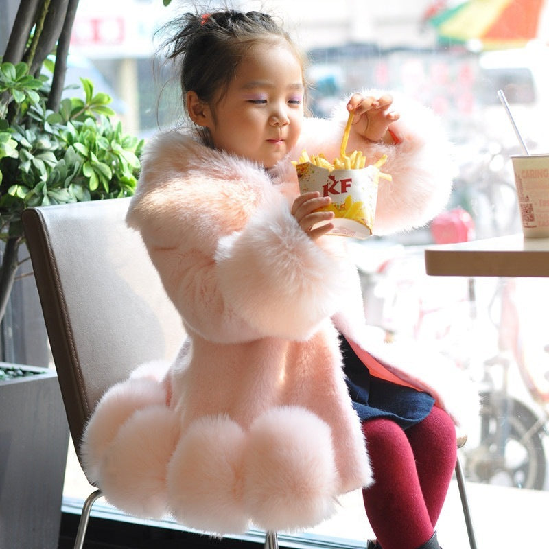 Korean Style Imitated Mink Fox Fur Thickened Baby Cotton-padded Jacket