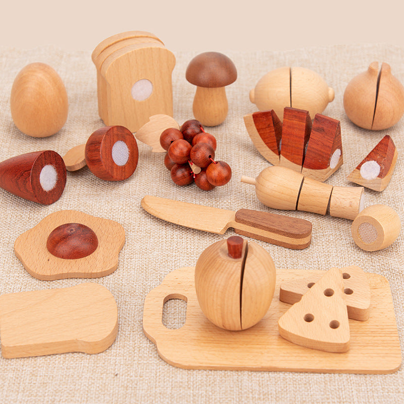 Children's Wooden Magnetic Cutting Fruit Vegetable Basket Slicer Baby Cutting Play House Kitchen Toys