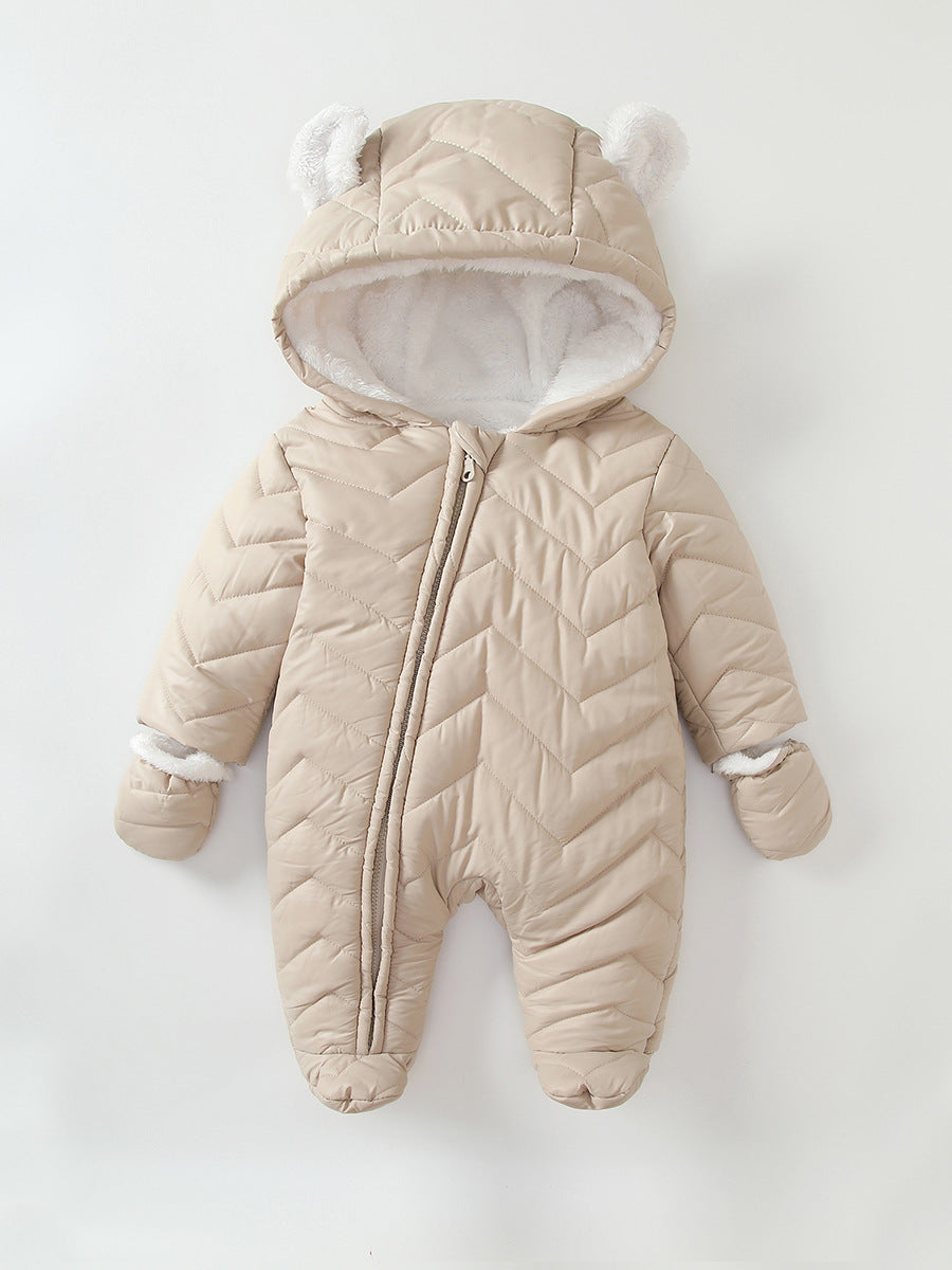 Manteau en coton pour bébé, combinaison coupe-vent matelassée doublée de polaire