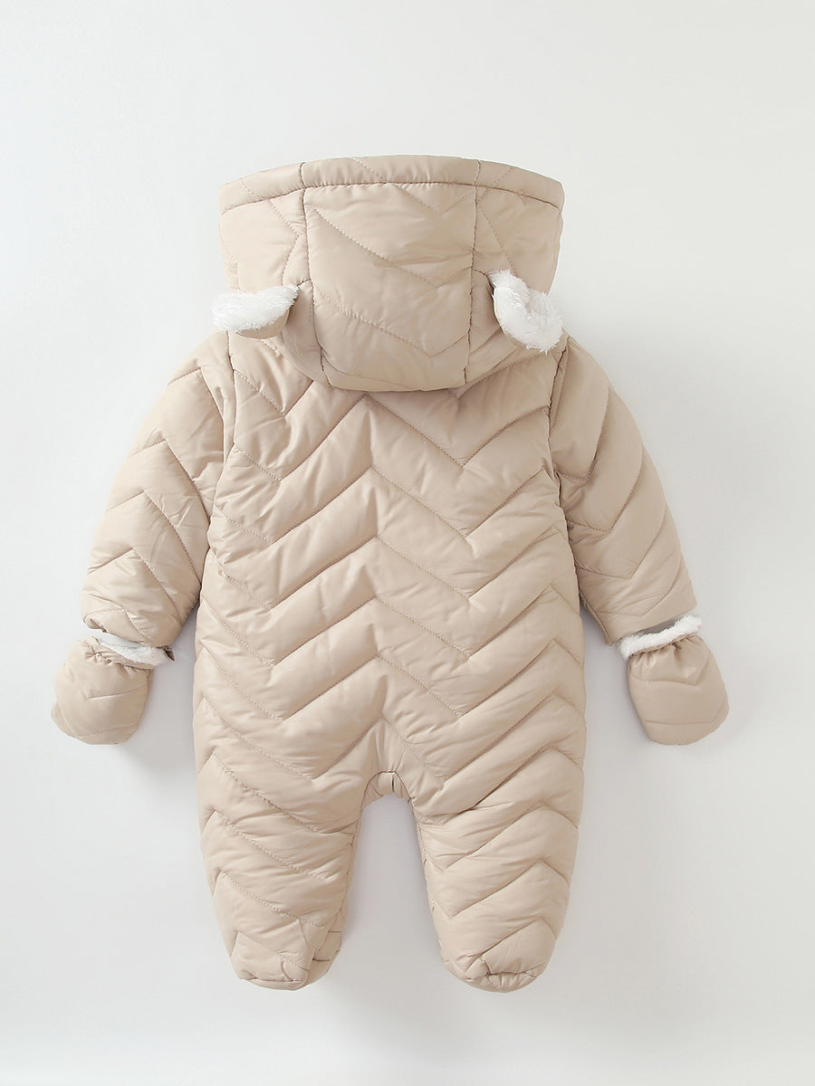 Manteau en coton pour bébé, combinaison coupe-vent matelassée doublée de polaire