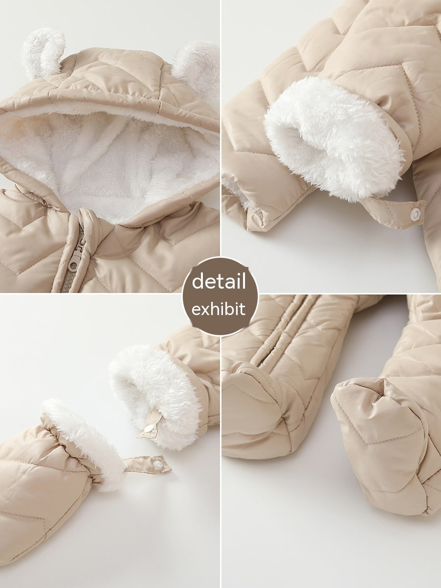 Manteau en coton pour bébé, combinaison coupe-vent matelassée doublée de polaire