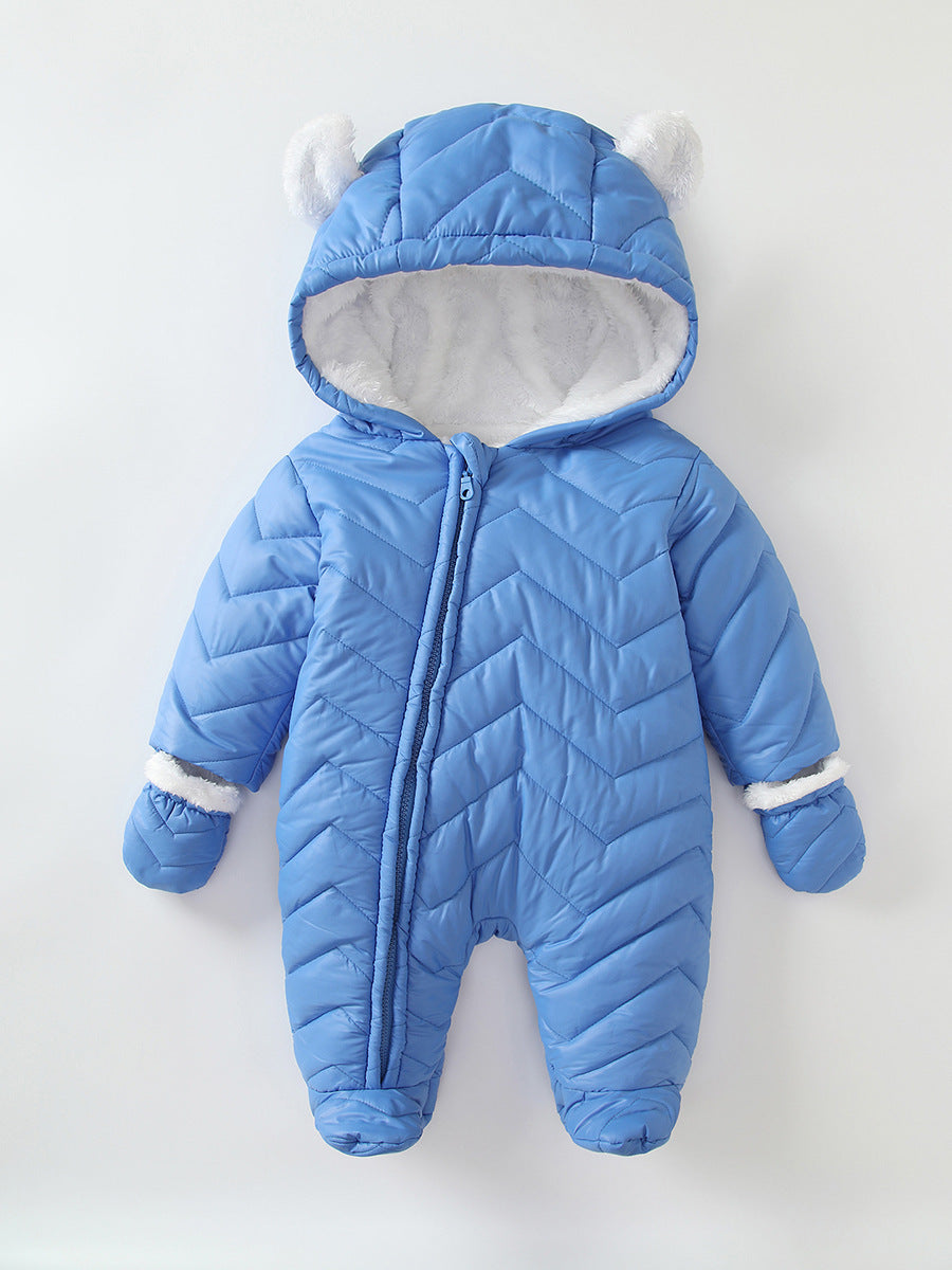 Baby Cotton Coat Quilted Fleece-lined Windproof Jumpsuit