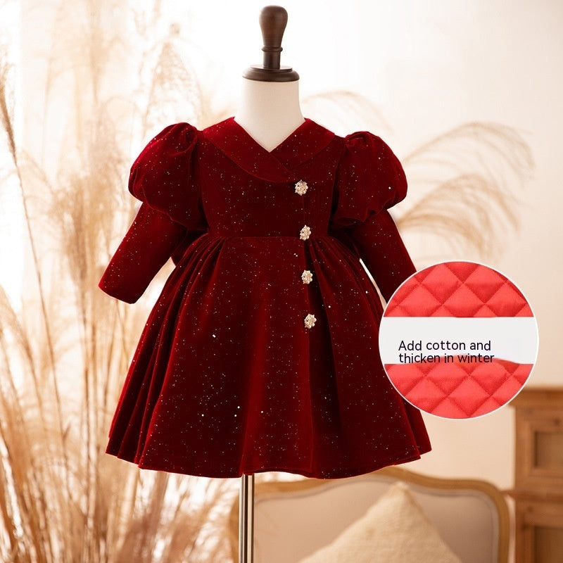 Vestido Princesa Cumpleaños Niña Rojo