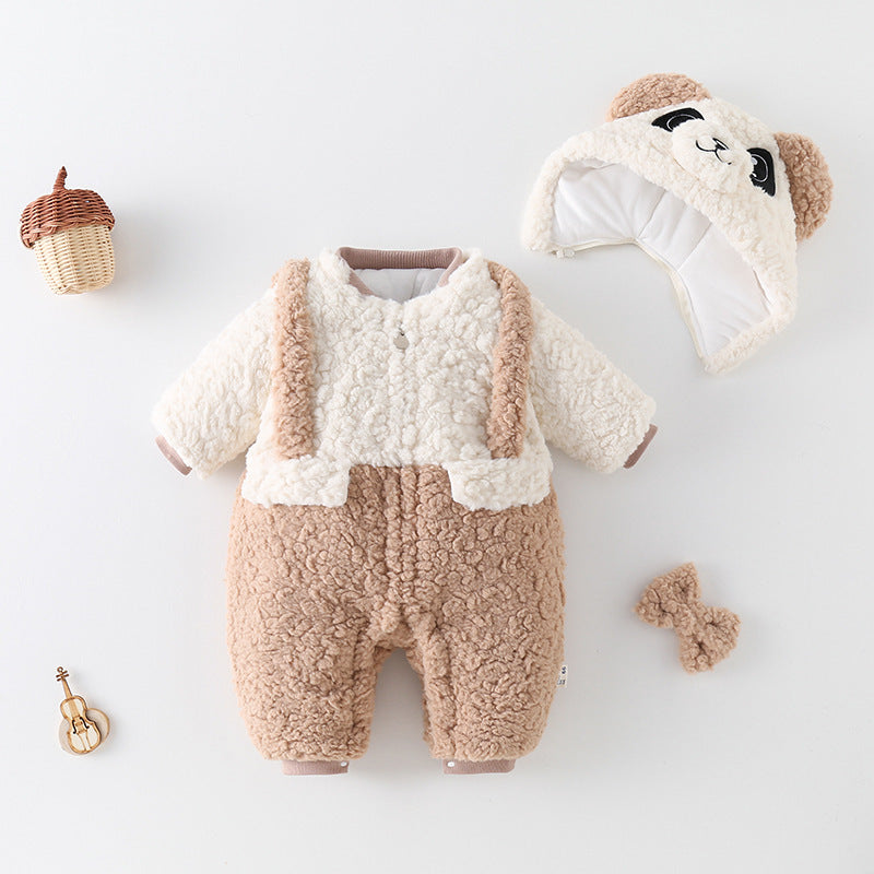 Vêtements d'hiver pour bébés, vêtements de sortie épais doublés de polaire