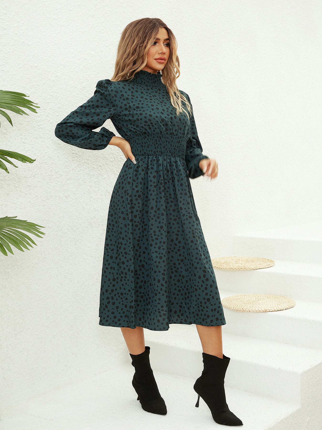 Robe à manches longues à imprimé floral pour femmes