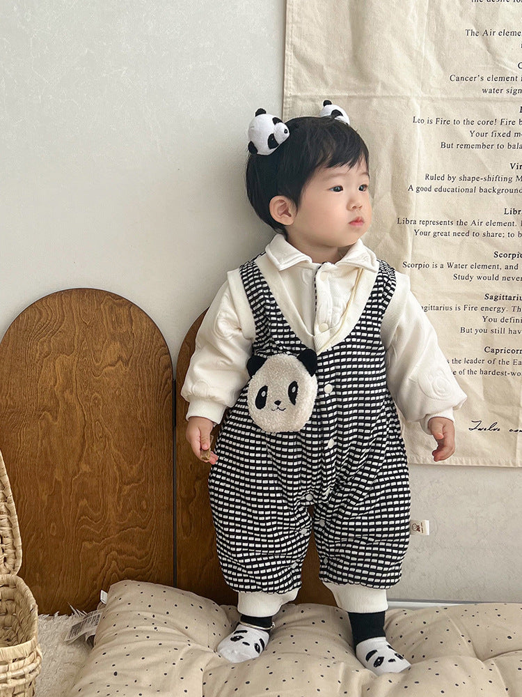 Cartoon Panda Romper Toddler Jumpsuit Quilted Jumpsuit