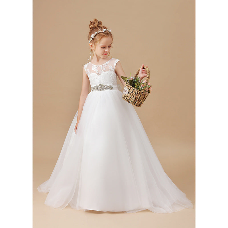 Robe de mariée de fille de fleur blanche de fille