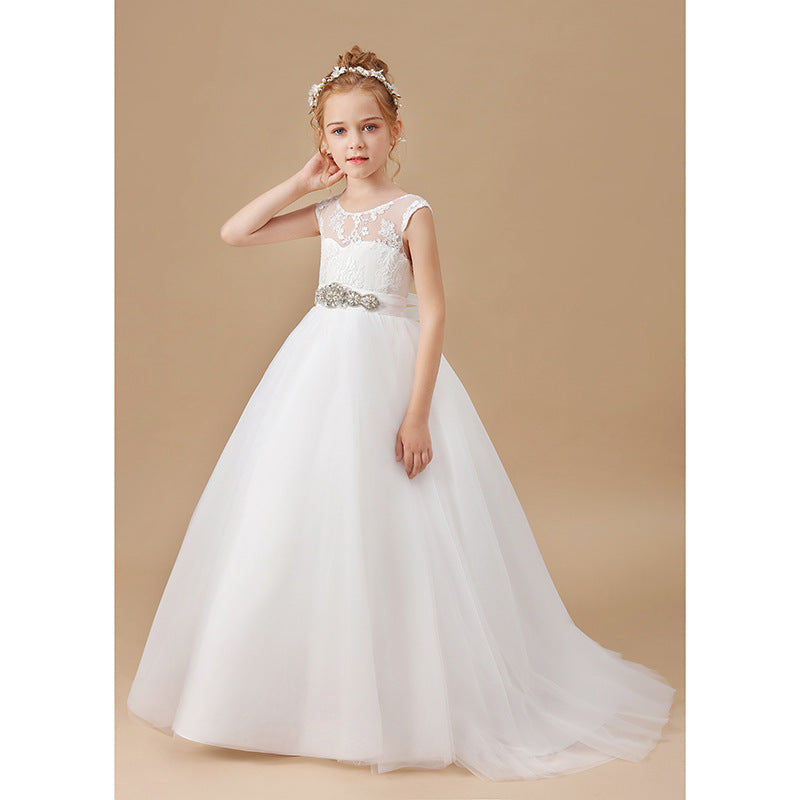 Robe de mariée de fille de fleur blanche de fille