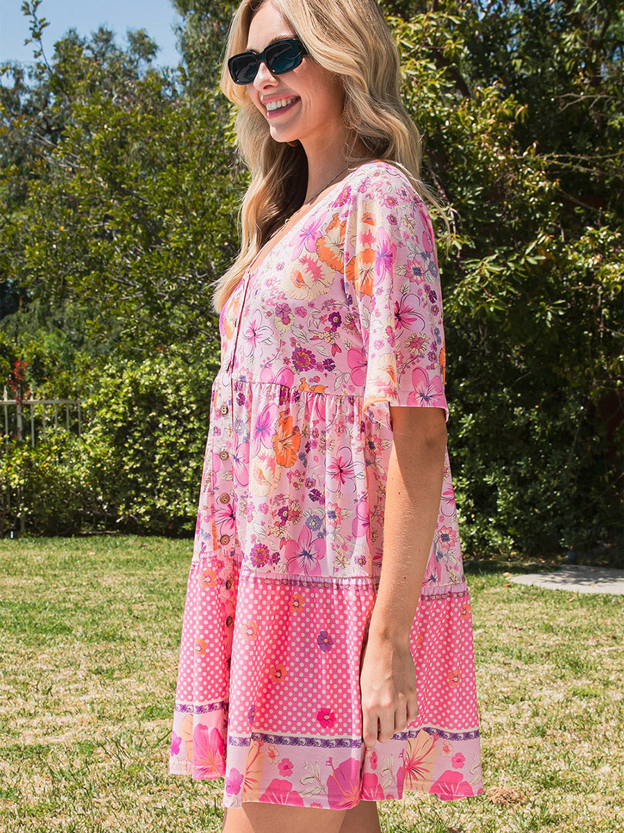 Robe à manches courtes et imprimé floral Vêtements pour femmes