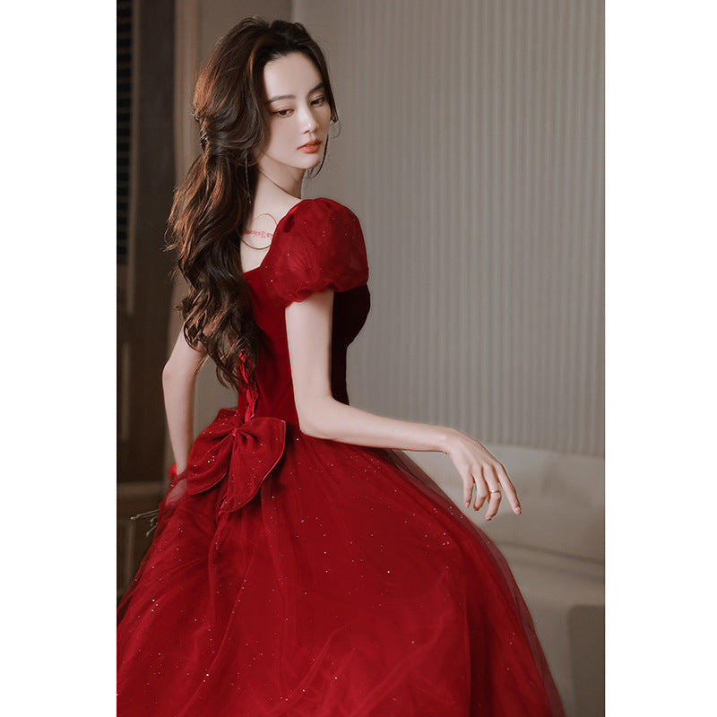 Toast Dress Senior Red Engagement Wedding Dress Party Dress For Women