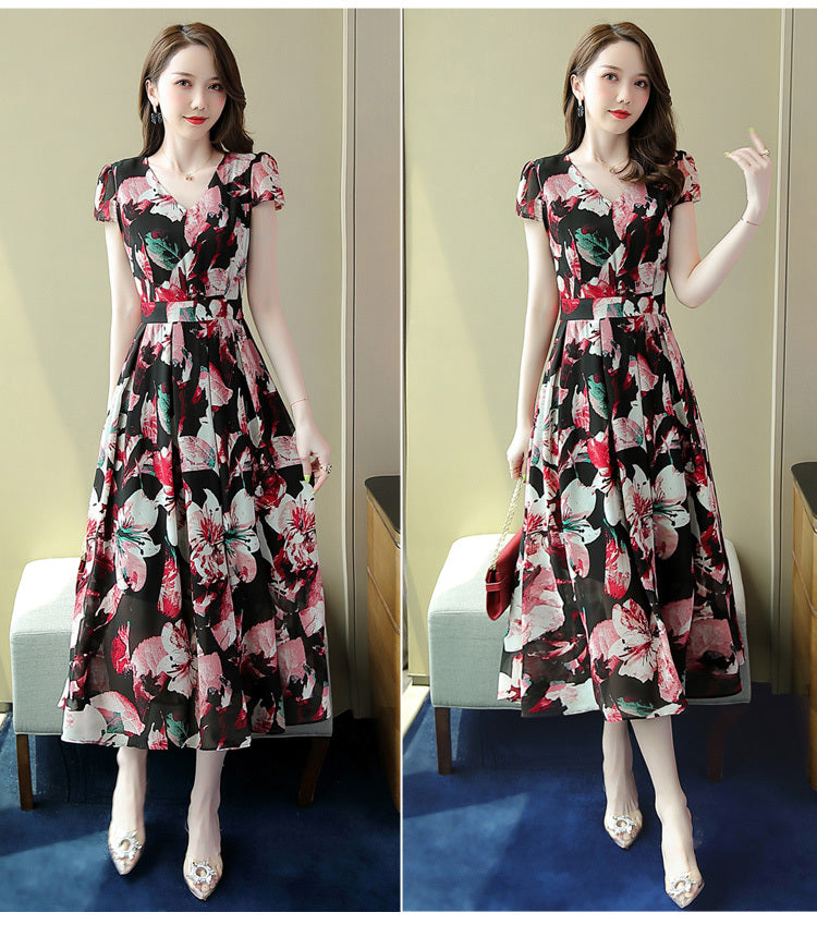 Temperament Waist-controlled Gentle Floral Dress