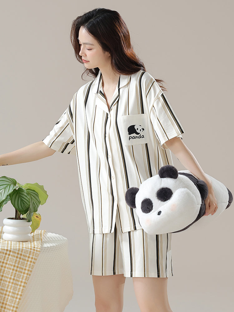 Pure Cotton Short Sleeve Short Pants Cardigan Pajamas Suit