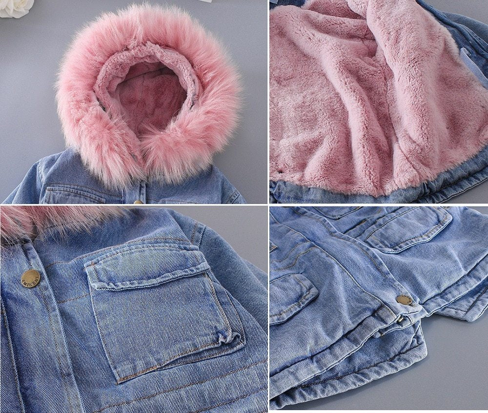 Veste en jean et velours pour fille automne et hiver 