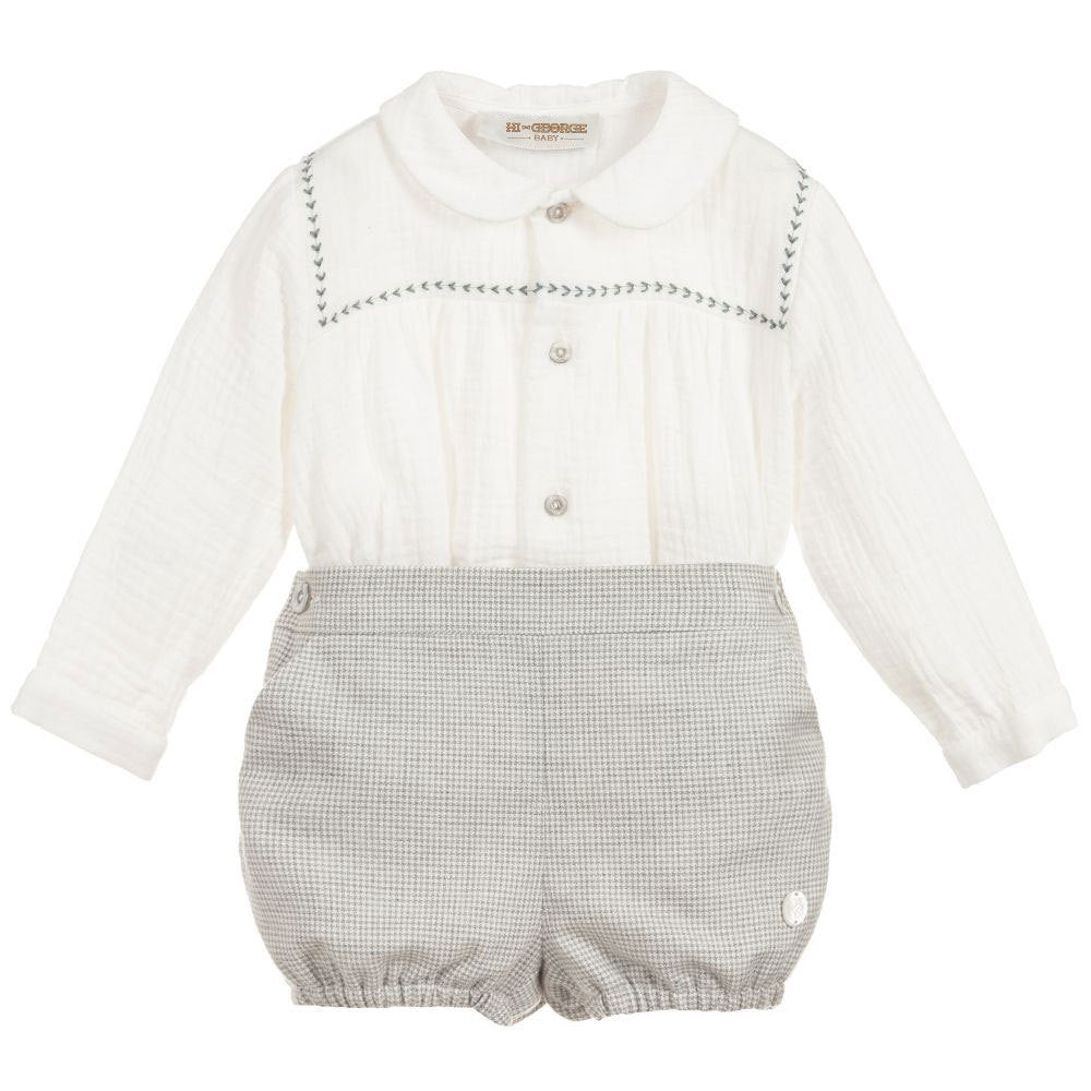 Costume bébé deux pièces en coton à manches longues