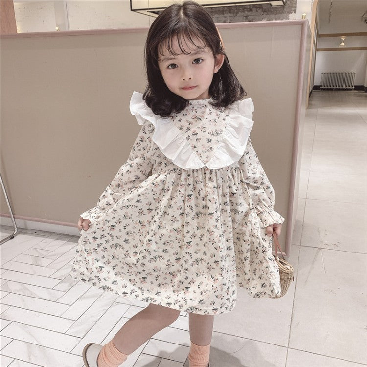 Children's floral long-sleeved princess dress