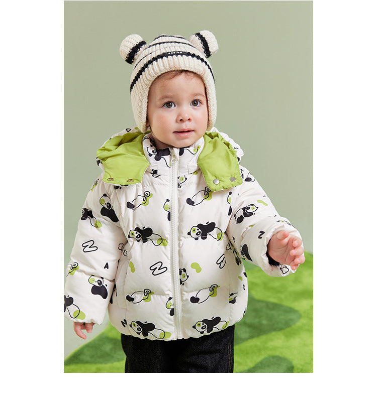 Winter Children's Down Jacket Boys And Girls Three-proof A Tall Hat Collar Windproof Thermal Coat