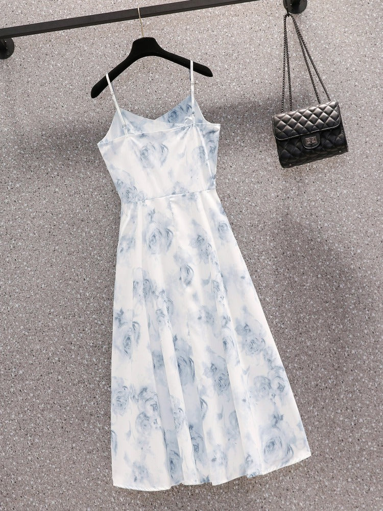 Women's Waist Slimming Floral Strap Dress