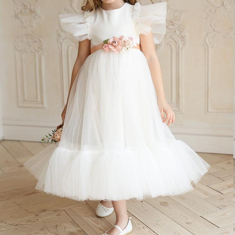 Robe de princesse d'anniversaire pour filles avec fil moelleux