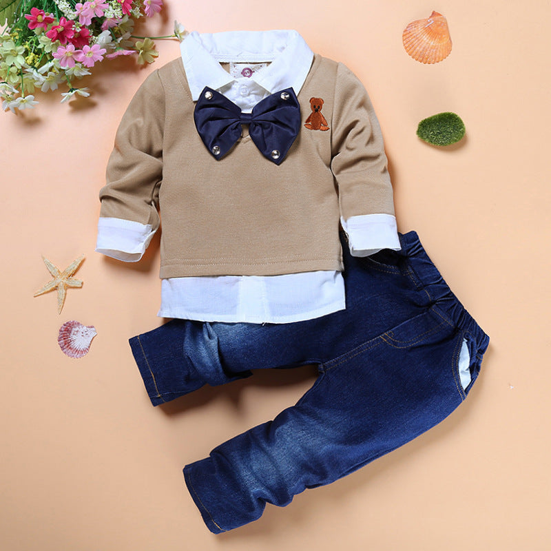 Children's Clothing Sweater Denim Suit Gentleman Bow Tie