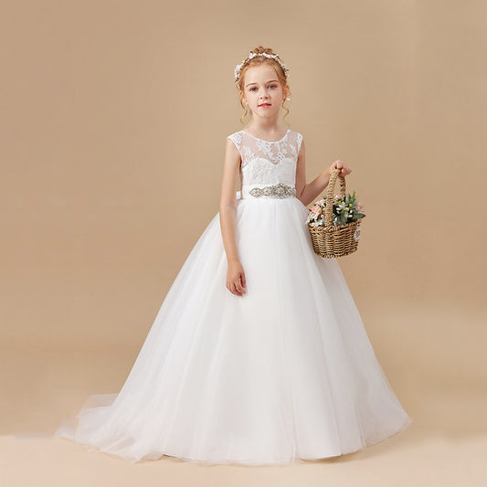 Robe de mariée de fille de fleur blanche de fille