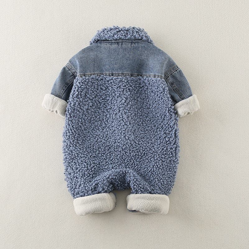 Baby Outing Denim Onesie Cute Long Sleeve Suit