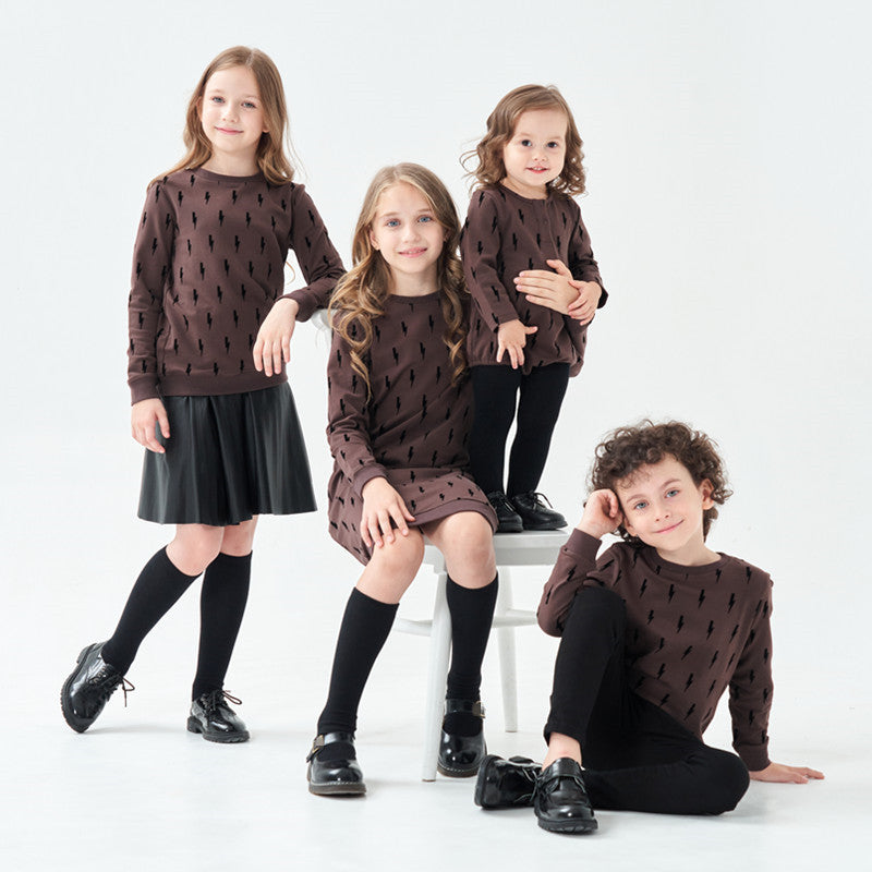 Children Fall Winter Cotton Terry Coffee Color Velvet