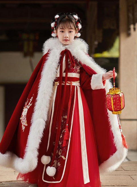 Costume Han épais pour filles, robe d'automne et d'hiver du nouvel an ancien