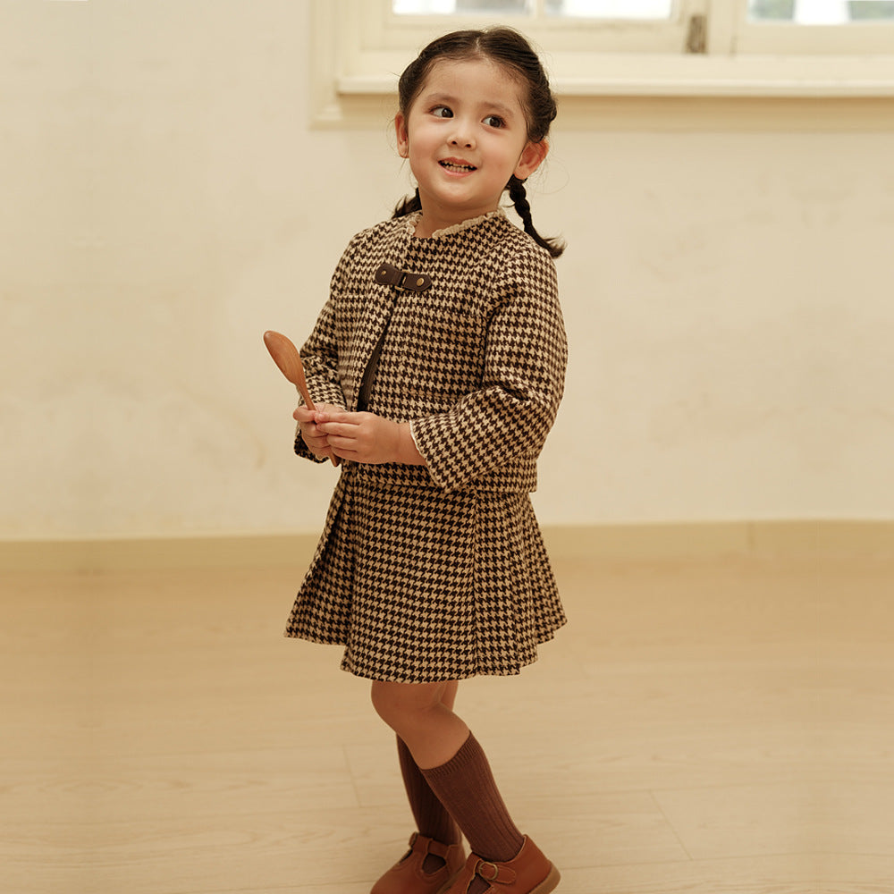 Vêtements français haut de gamme pour enfants, costume deux pièces de Style classique pour filles