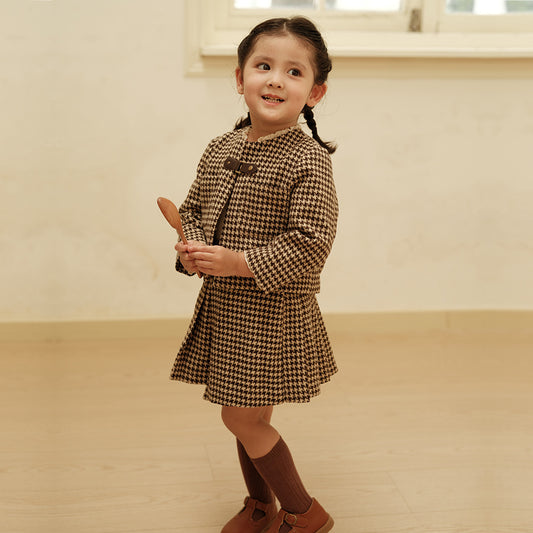 Vêtements français haut de gamme pour enfants, costume deux pièces de Style classique pour filles