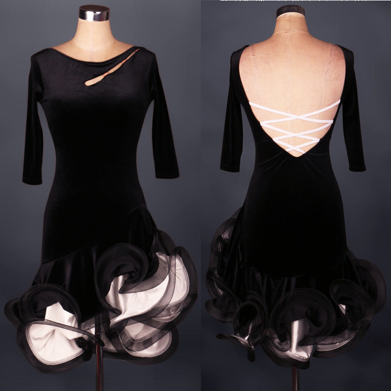 Costumes Competition Suit Velvet Latin Dance Dress