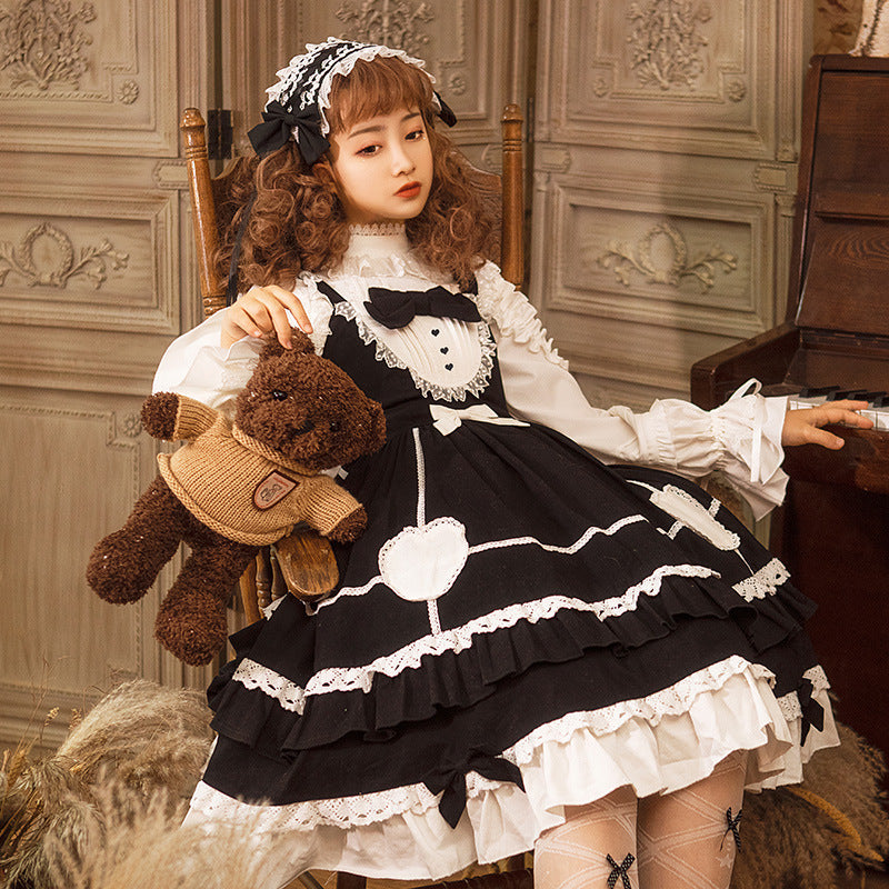 Little Pudding Snow White Cute and Sweet Lolita Lolita Daily Dress Sling Dress Jsk Brocade Garden